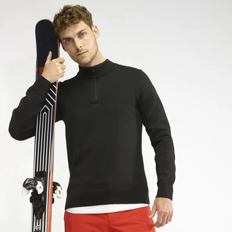 Henjl Jerden Mens Merino Wool Sweater - Black-2